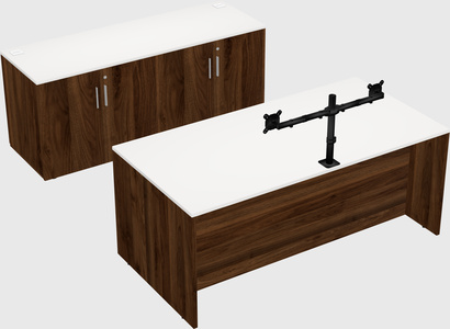 Bureau parallèle avec crédence
