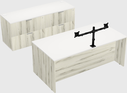 Bureau parallèle avec crédence