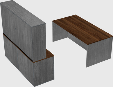 Parallel desk with credenza