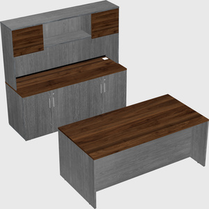 Parallel desk with credenza