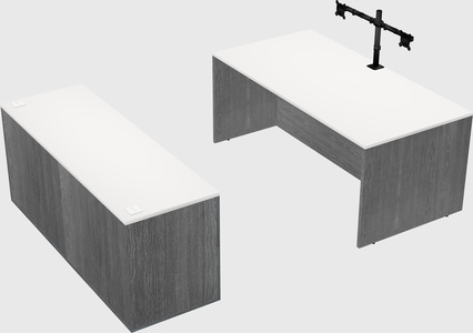 Bureau parallèle avec crédence