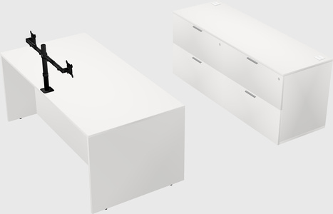 Parallel desk with credenza