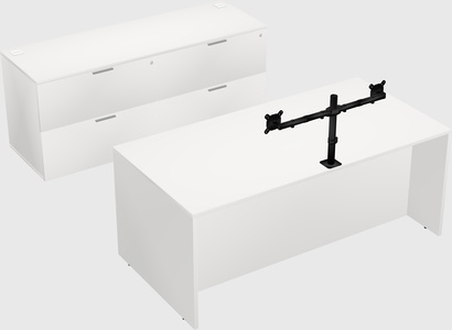 Parallel desk with credenza