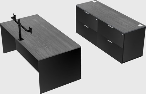 Bureau parallèle avec crédence