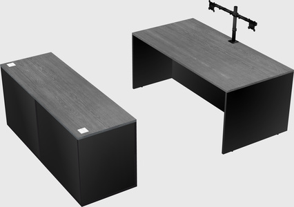 Bureau parallèle avec crédence