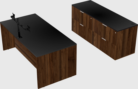 Parallel desk with credenza