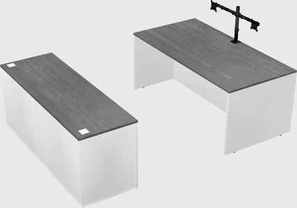 Parallel desk with credenza