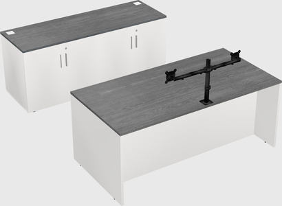 Parallel desk with credenza