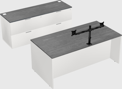Parallel desk with credenza