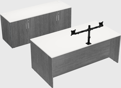 Parallel desk with credenza