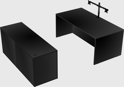 Parallel desk with credenza