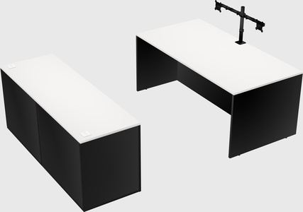 Parallel desk with credenza