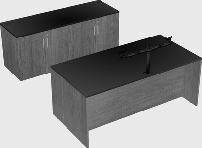 Parallel desk with credenza