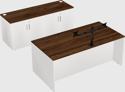 Parallel desk with credenza