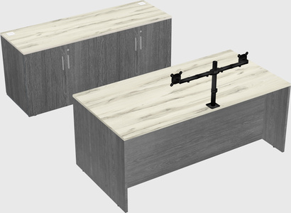 Parallel desk with credenza