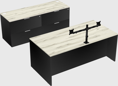 Parallel desk with credenza