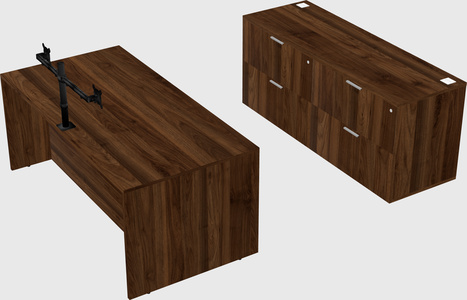 Parallel desk with credenza