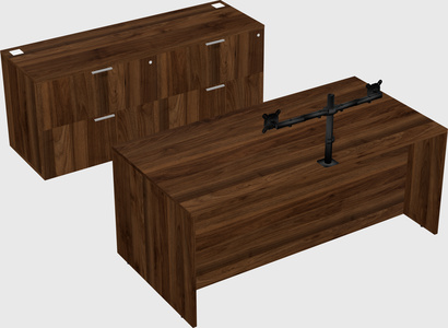 Parallel desk with credenza