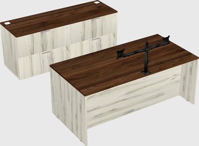 Parallel desk with credenza