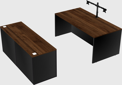 Bureau parallèle avec crédence