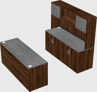 Parallel desk with credenza