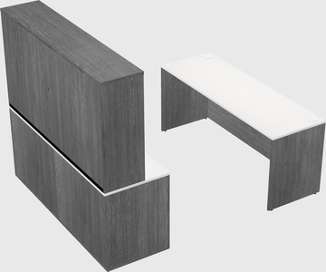 Bureau parallèle avec crédence
