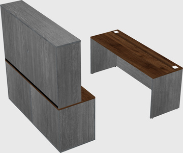 Bureau parallèle avec crédence