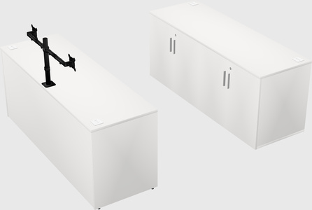 Bureau parallèle avec crédence