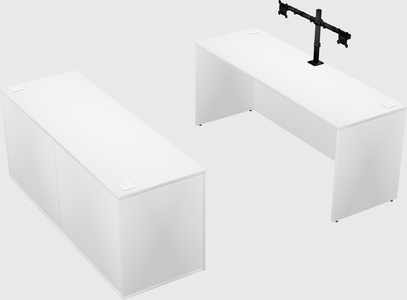 Bureau parallèle avec crédence
