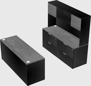 Parallel desk with credenza