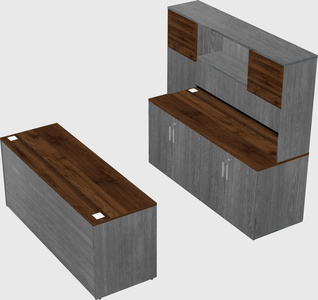 Parallel desk with credenza