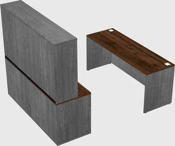 Parallel desk with credenza