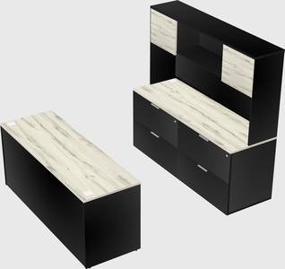 Bureau parallèle avec crédence