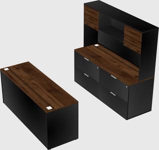 Bureau parallèle avec crédence