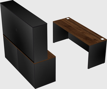 Bureau parallèle avec crédence