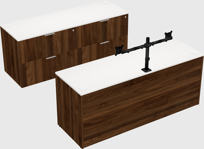 Parallel desk with credenza