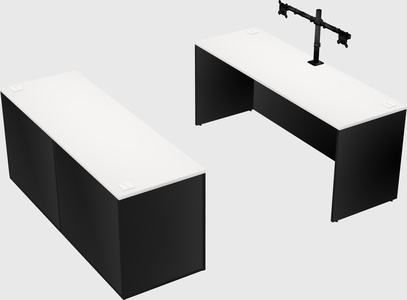 Parallel desk with credenza