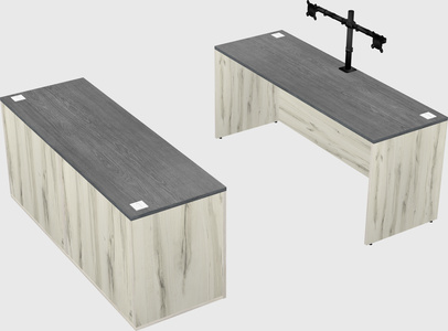 Bureau parallèle avec crédence