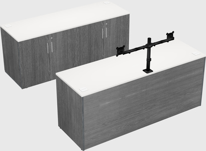 Bureau parallèle avec crédence