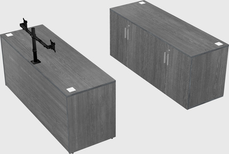 Bureau parallèle avec crédence