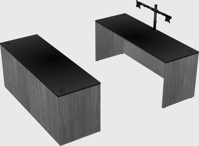 Parallel desk with credenza