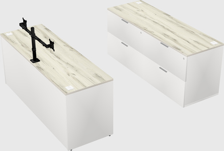 Bureau parallèle avec crédence
