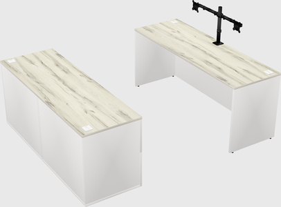 Bureau parallèle avec crédence