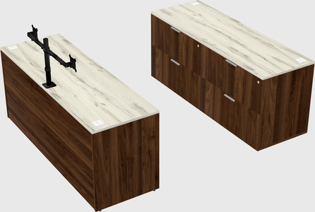 Bureau parallèle avec crédence