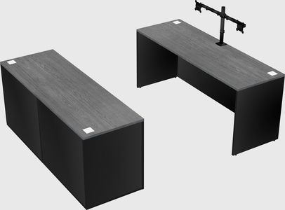 Bureau parallèle avec crédence