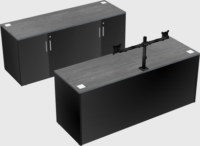 Bureau parallèle avec crédence