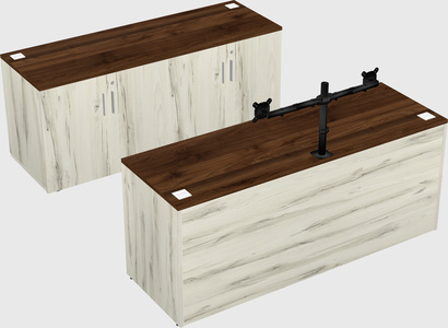 Parallel desk with credenza