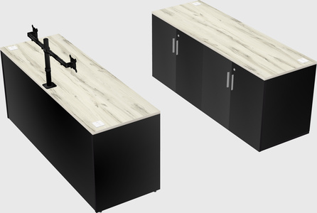 Bureau parallèle avec crédence