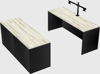 Bureau parallèle avec crédence