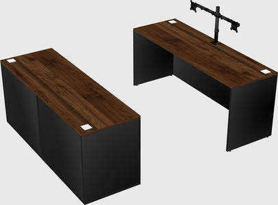 Parallel desk with credenza